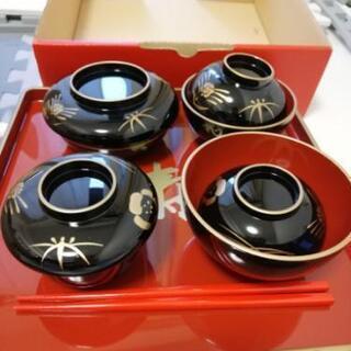値下げ【美品】朱色箸付き お食い初め 食器セット 女の子