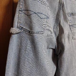 🌺 メンズ 【Ｍ】ヒッコリーストライプ柄 ストレッチ ペインターパンツの画像