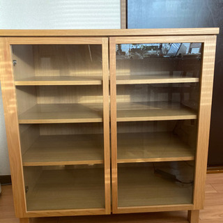 無印良品 MUJI 廃盤 オーク材キャビネット・ガラス扉 幅80×奥行40×高
