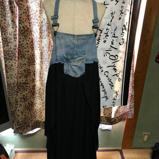 デニム＆シフォンロングスカートの画像