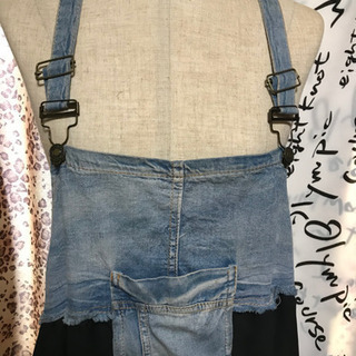デニム＆シフォンロングスカート