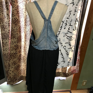 デニム＆シフォンロングスカートの画像