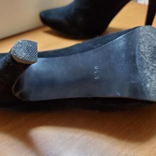 snidel 黒ベロアハイヒール　25.5cmの画像