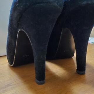 snidel 黒ベロアハイヒール　25.5cmの画像