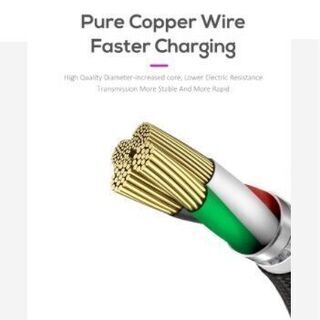 ブラック iphone Micro USB Type-C 高速充電可能 スマホケーブル 強化ナイロン編み加工ケーブルの画像