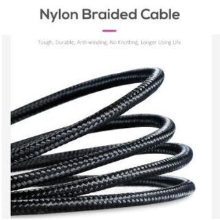 ブラック iphone Micro USB Type-C 高速充電可能 スマホケーブル 強化ナイロン編み加工ケーブルの画像