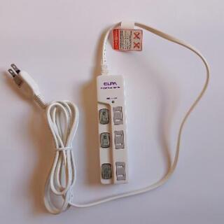 【パソコンの電源に！】電源タップ３個口(スイッチ付き・コード延長２m)の画像