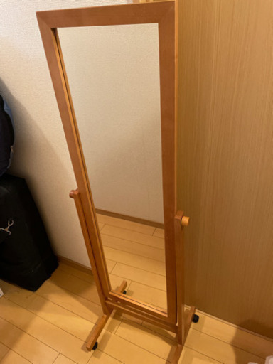 鏡　姿見　全身鏡　ミラー　木製　キャスター付き　スタンドミラー