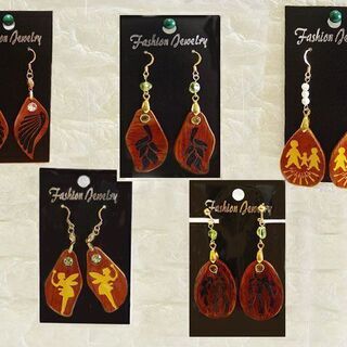 No-1,No-2,No-3 ハワイアンウッドピアス5個セット