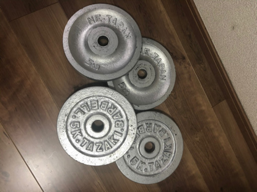 ダンベル、バーベル プレート28mm 5kg４枚
