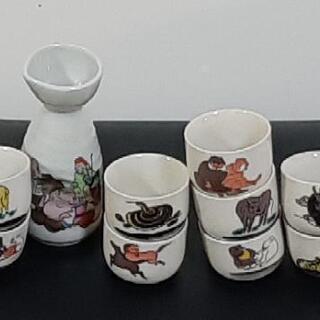 【差し上げます】七福神 徳利　十二支 お猪口【美品】セット  熱燗に