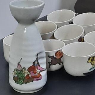 【差し上げます】七福神 徳利　十二支 お猪口【美品】セット  熱燗にの画像