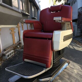 ★昭和レトロ 理容椅子 新明和 TRAD 2708 動作確認済 床屋イス 電動チェア バーバーチェア