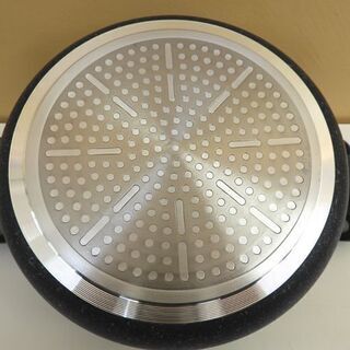 IH対応 マーブルWコーティング ガラス蓋付 両手鍋 20cm 未使用保管品の画像