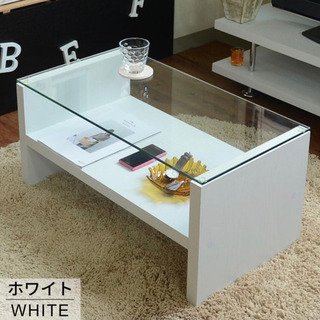 ガラステーブル　ホワイト　白の画像
