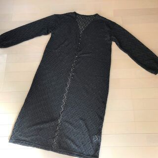 美品 ロングカーディガン ニット レース ゆったりサイズ フリーサイズ