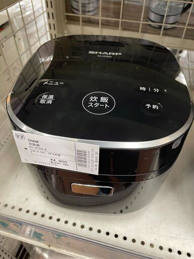 シャープ　炊飯器　KS-CF05A　３合　２０１９年製