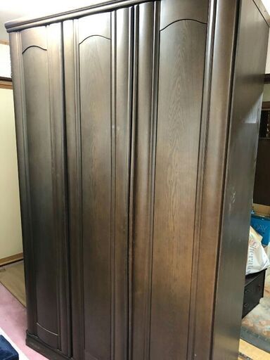 府中家具　焼き印入り　ワードローブ　3面　一部難あり
