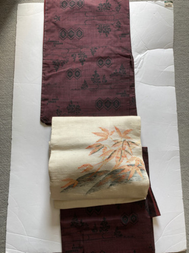 しつけ糸付き　大島紬　えび茶色