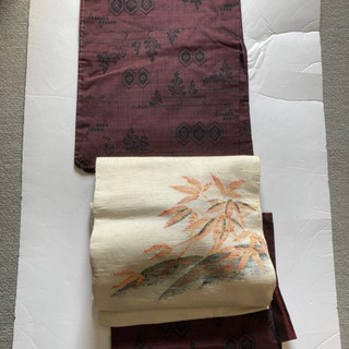 しつけ糸付き　大島紬　えび茶色