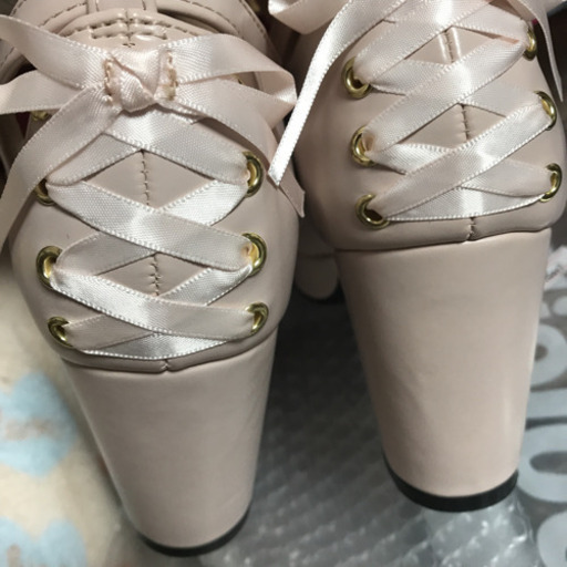 アマベル　バックリボン　ピンク　パンプス　M