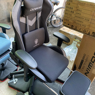 新品　組み立て済み　Dowinxゲーミングチェア/オフィスチェア/リクライニングチェア 高反発クッション 伸縮可能のオットマン 通気性抜群 ソファーの座り心地（布張地）LS-666804（ブラック）の画像