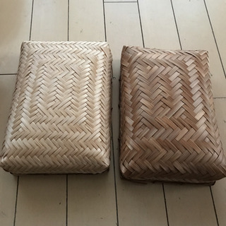 ムモクテキ mumokuteki  ふた付きカゴ　2個セットの画像