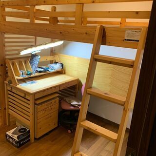 学習机、いす、ベッドのセット（ベッドの下に学習机といすがセットで...