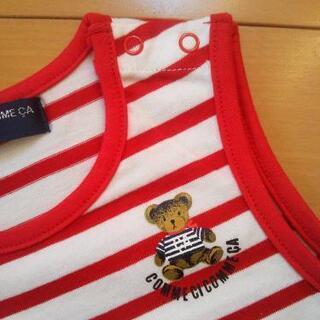 新品袖無コンビオール70赤ストライプ☆ベビーグンゼGUNZEコムサの画像