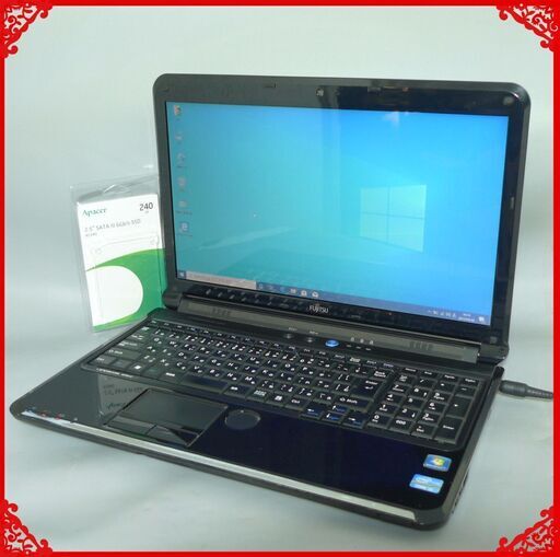 送料無料 新品SSD240GB 1台限定 ノートPC 中古良品 15.6型 富士通 AH56/C Core i5 8GB Blu-ray 無線 カメラ Windows10 Office ブラック