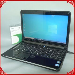 送料無料 新品SSD240GB 1台限定 ノートPC 中古良品 15.6型 富士通 AH56/C Core i5 8GB Blu-ray 無線 カメラ Windows10 Office ブラック
