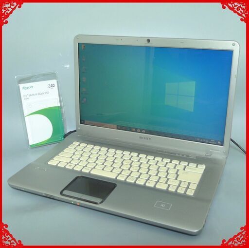 送料無料 新品SSD240GB 1台限定 ノートパソコン 中古良品 15.5型 SONY VGN-NW51FB Core2Duo 4GB DVDRW 無線 Bluetooth カメラ Win10 Office