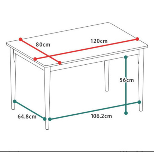 ダイニングテーブル 白 高さ65cm 幅120cm 奥行80cm 木製