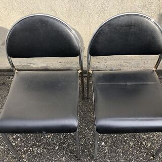 ★会議椅子★ スタッキングチェア 2脚セット 座面40cm角の画像