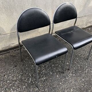 ★会議椅子★ スタッキングチェア 2脚セット 座面40cm角