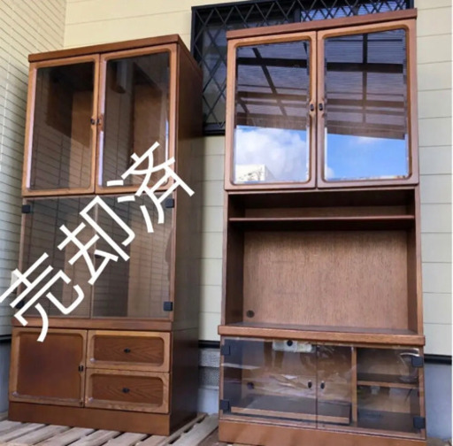 【引渡し済】なら材　テレビ台・レンジ棚・食器棚・本棚・飾り棚　収納家具