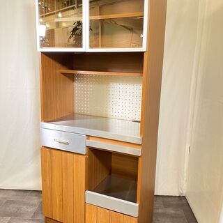 unico ウニコ レンジボード ストラーダシリーズ 茶 収納棚 食器棚 中古品