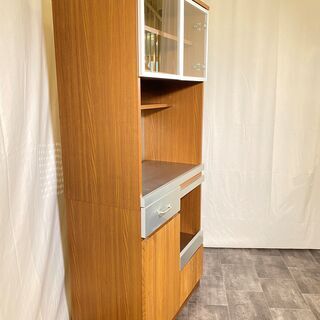 unico ウニコ レンジボード ストラーダシリーズ 茶 収納棚 食器棚 中古品