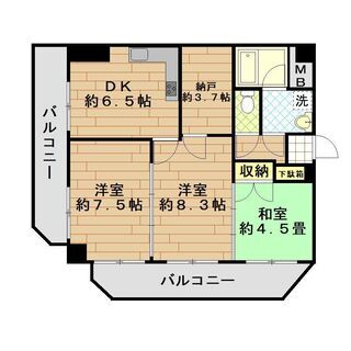 駅まで５分の分譲賃貸★二面バルコニー★３ＤＫ＋納戸約3.7帖です★