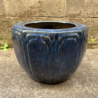 状態良好】睡蓮鉢メダカ鉢金魚鉢火鉢ビオトープ壺陶磁器