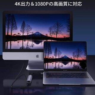 新品　未使用　そのほかも色々激安にて、出品してます！！4in1 mac USB C ハブ 4K USB3.0ポート 5Gbps 高速伝送 Type-C PD充電ポート 87W急速充電ポート—Mreechan 高画質 HUB互換性 安定性抜群 コンパクト タイプｃアダプタ MacBook/MacBook Pro/Surface GO/Chromebook/Samsung Galaxy Tab Pro/HP Spectreなど対応の画像