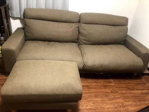 【2018年購入】無印良品 ソファ ３シーター（オットマン・ヘッドレスト付き）