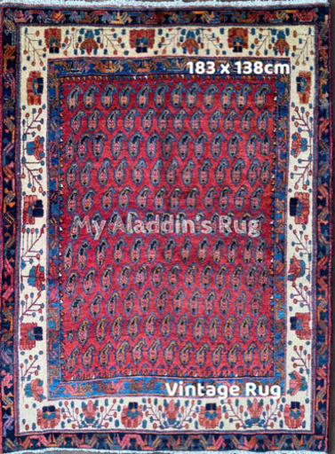 ヴィンテージ アフサール族 シルジャン トライバルラグ 183×138cm