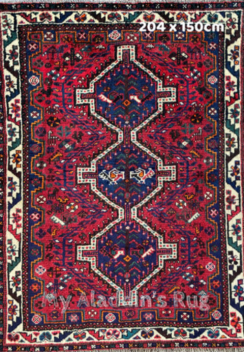 シラーズ産 ペルシャ絨毯 トライバルラグ 204×150cm