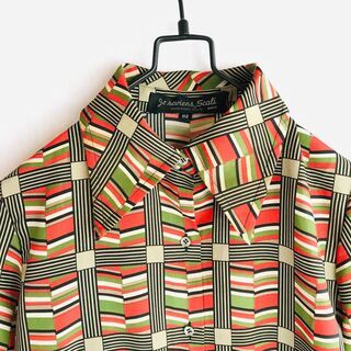 [古着]ヴィンテージ 和柄 ヨーロッパ柄 総柄シャツ ポリシャツ...