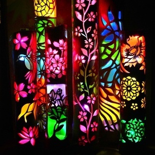 竹灯籠 カラー 〜〜桜・キキョウ〜〜