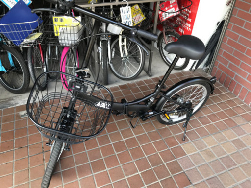 ★美品★20インチ　折り畳み自転車　かご付き　ブラック