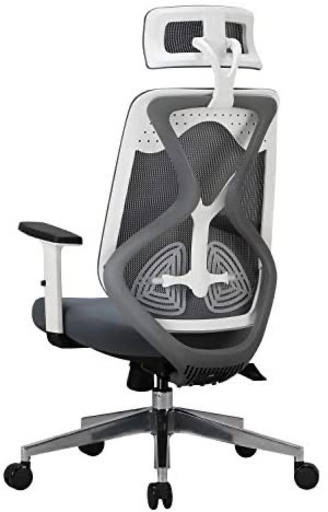 Hbada 人間工学 オフィスチェア デスクチェア - ハイバック メッシュ 昇降アームレスト 可動式ヘッドレスト 腰痛 ランバーサポート 約125度ロッキング 通気性 アルミ合金製ベース