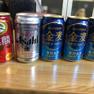 サントリー金麦リッチモルト三本、アサヒスーパードライ、本麒麟