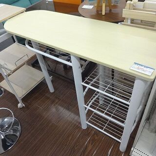 札幌 引き取り カウンターテーブル 収納棚付き 木目✖白 コンパ...